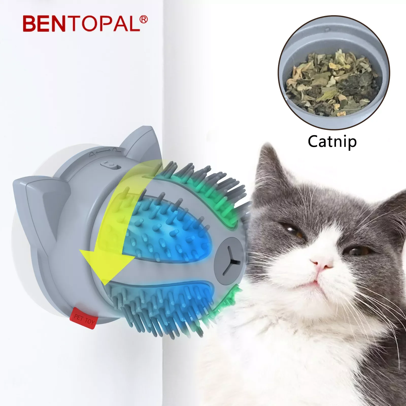 

Умная электрическая щетка для кошек BENTOPAL, автоматический индукционный Массажер для кошек, USB Перезаряжаемый светодиодный светильник (2 режи...