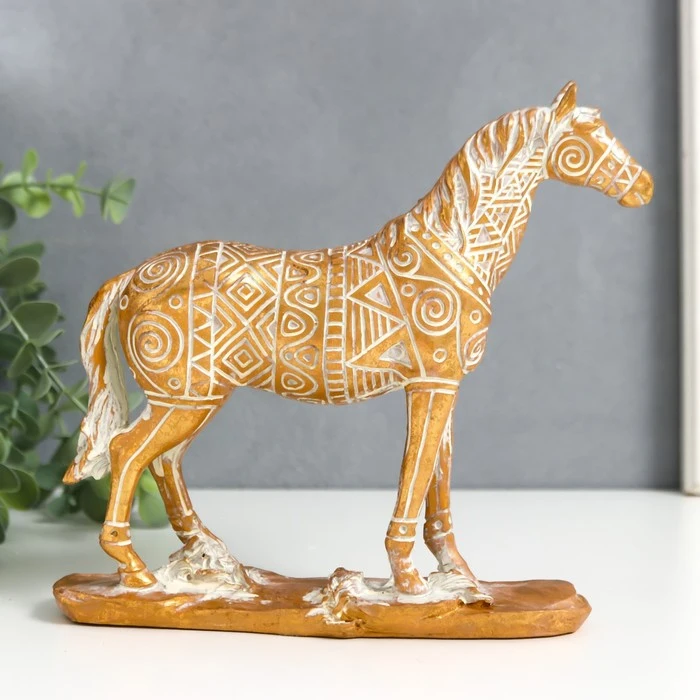 Сувенир полистоун &quotЛошадь&quot геометрические узоры золото 19х20 5х5 2 см 7822867 |