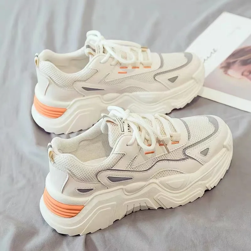 

Женские кроссовки на толстой подошве, Белые Повседневные кроссовки для бега, весна-осень 2023