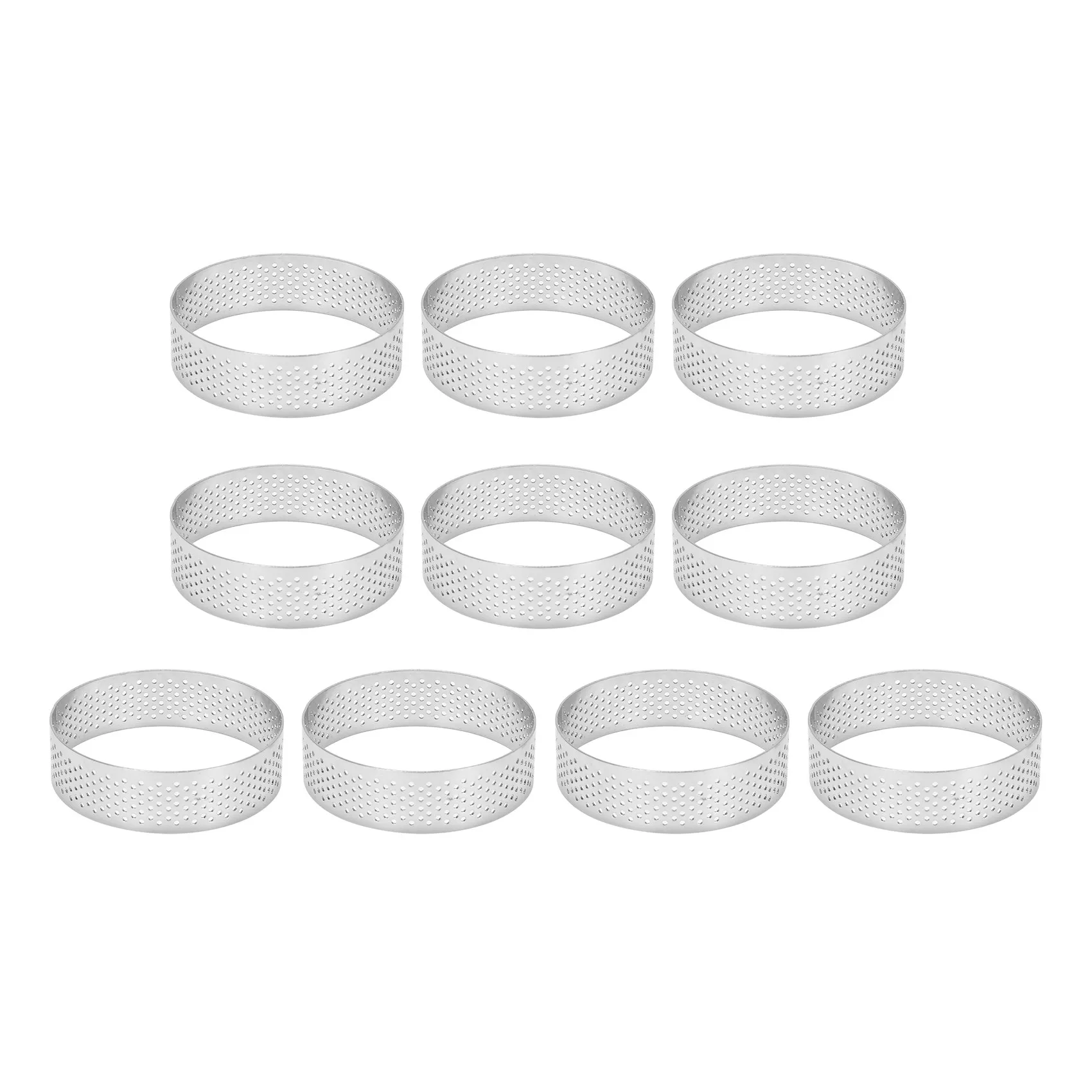 10Pcs Circular Tart Rings with Holes Stainless Steel Fruit Pie Quiches Cake Mousse Mold Kitchen Baking Mould 7cm