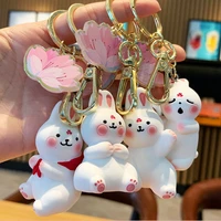 small gift keychain cute keychains women creative rabbit bag pendant resin cartoon personality fashion jewelry accessories