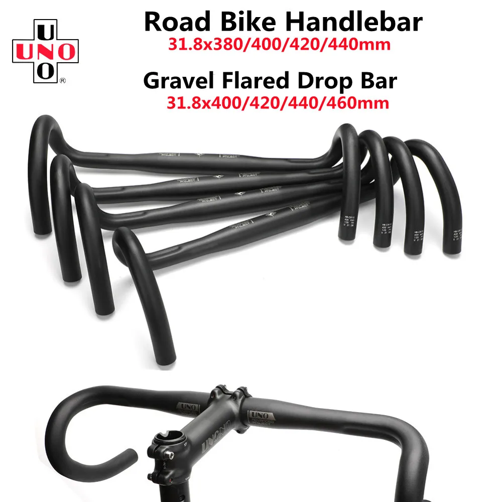 UNO Road Bike Handlebar 31.8mm Ultralight Gravel Drop Bar Racing Bicycl Steering Wheel Flared Bent Handlebar 400/420/440/460mm