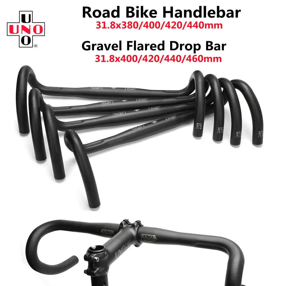 UNO Road Bike Handlebar 31.8mm Ultralight Gravel Drop Bar Racing Bicycl Steering Wheel Flared Bent 400/420/440/460mm | Спорт и
