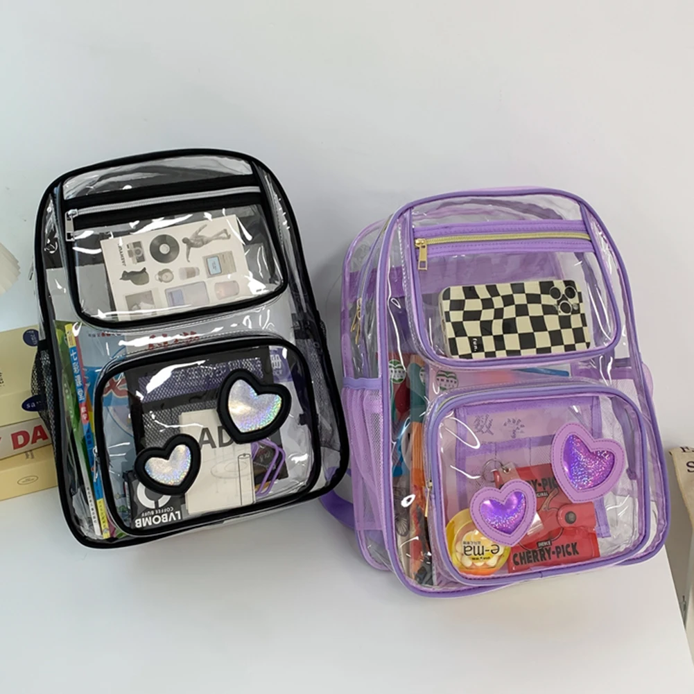 Прозрачный рюкзак из ПВХ, Вместительная дорожная сумка для книг с ...