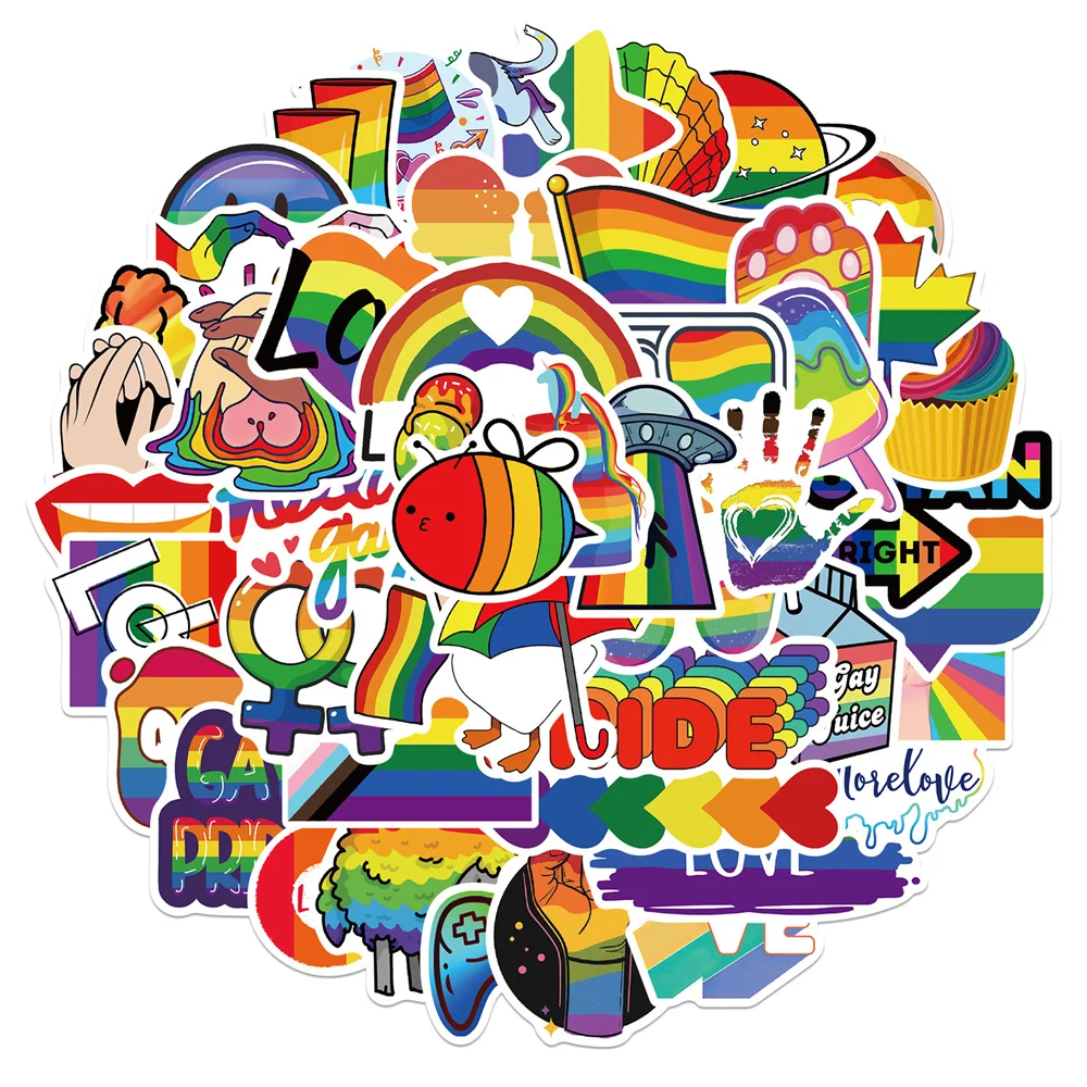 

10/30/50PCS Cartoon Colorful Rainbow Graffiti Sticker Decoration Luggage Laptop Mobile Phone Guitar Waterproof Sticker Wholesale