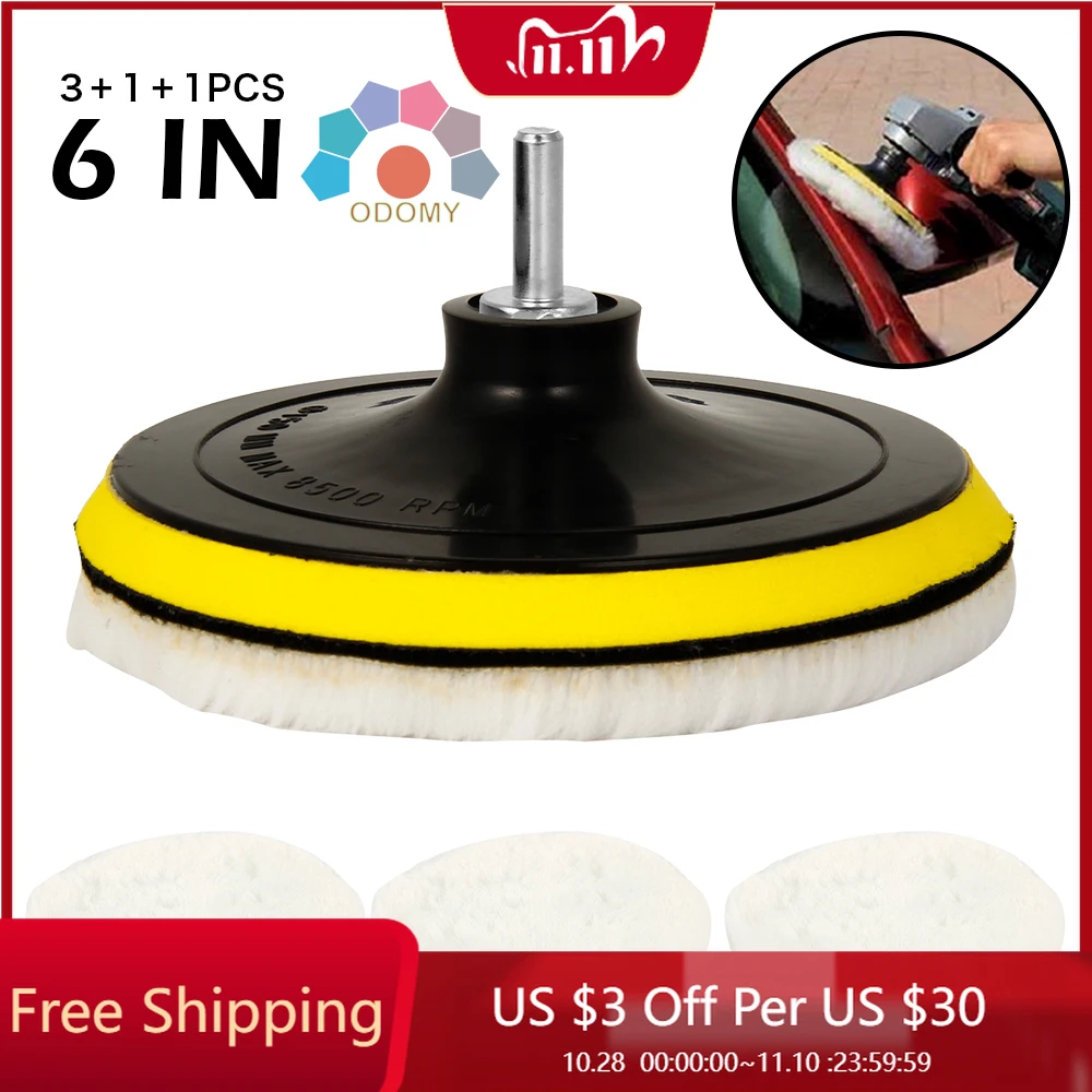 

5 PCS 6 inch Car Auto Wool Bonnet Buffing Wheel Polishing Pad Buffer Polisher Pad esponja pulidora coche tampone lucidatura