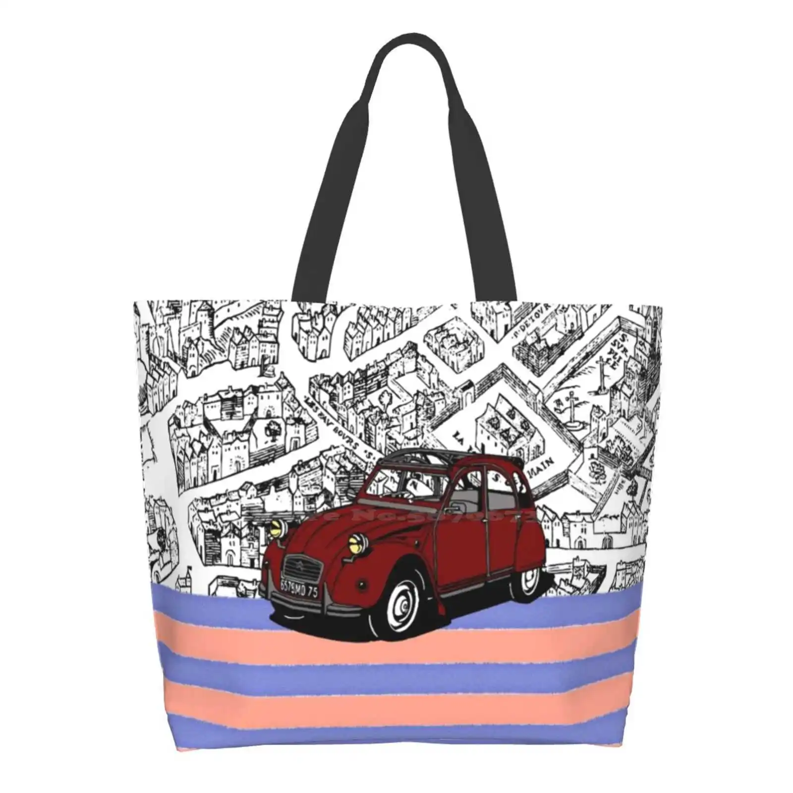 

2Cv France Handbags Shoulder Bags Large size 2Cv Duck Deux Chevaux Nostalgia Retro Automobile Vehicle Motorsport Vacation