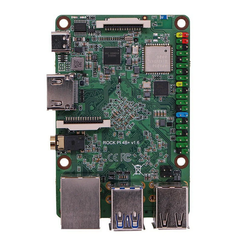 

Rock Pi 4 Plus Model a Development Board Rockchip RK3399 Six Core LPDDR4+EMMC Without WiFi Bluetooth Motherboard(2G+16G)