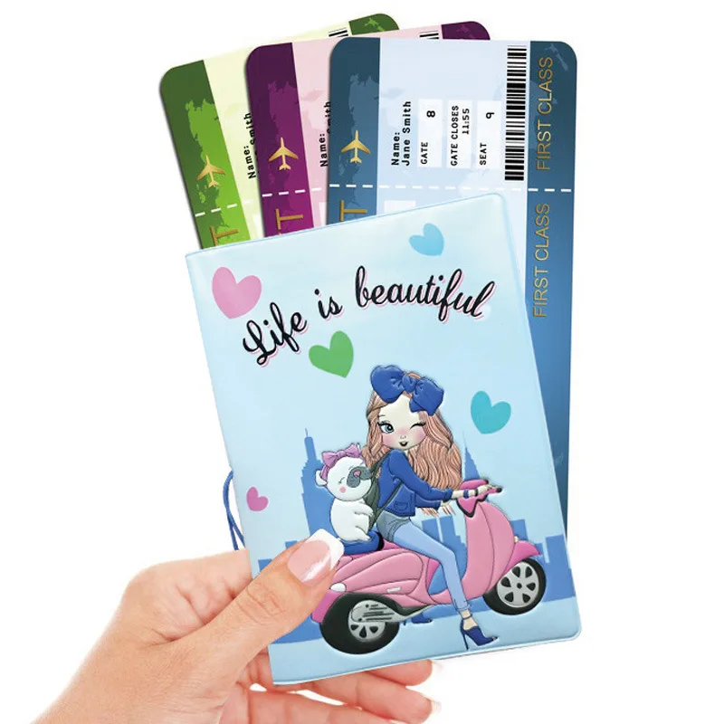 New Design Cute Travel Accessories Passport Holder PVC 3D Print Leather Men Travel Passport Cover Case Card ID Holders images - 6