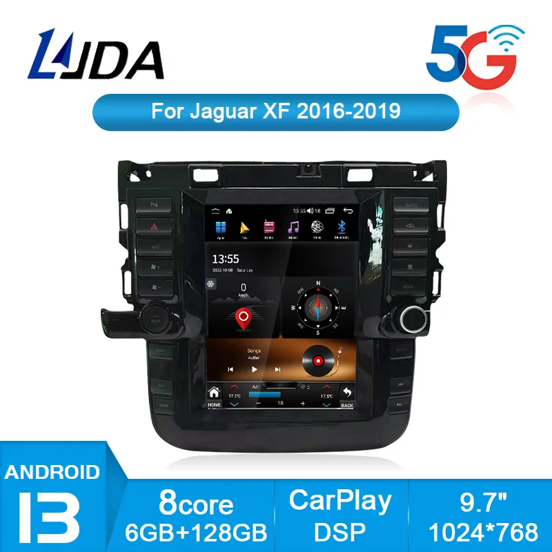 

Автомобильный мультимедийный плеер LJDA Android 13 для Jaguar XF 2016 2017 2018 2019, автомобильное радио, GPS-навигация, автомобильное аудио DSP 9,7 дюйма