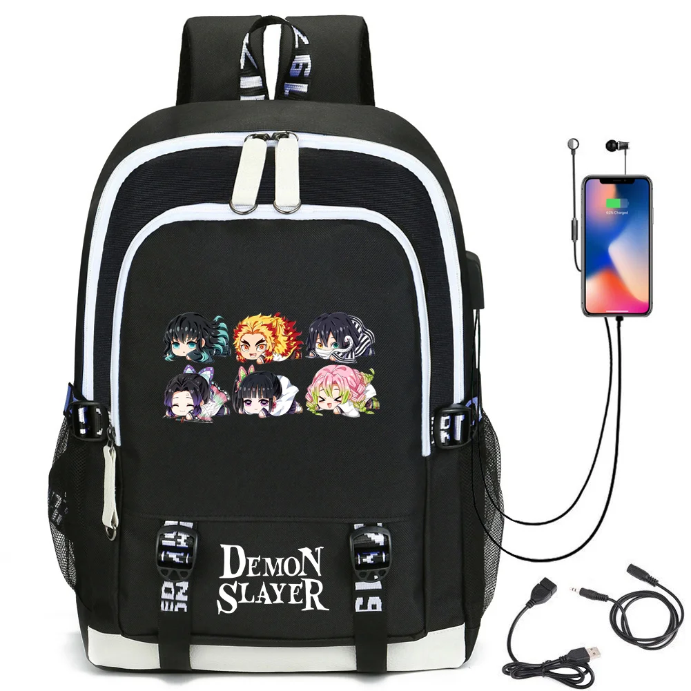 

Demon Slayer Kochou Shinobu Backpack Rengoku Kyoujurou Backpack with USB Charging Port Bookbag for Boys Girls School Mochila
