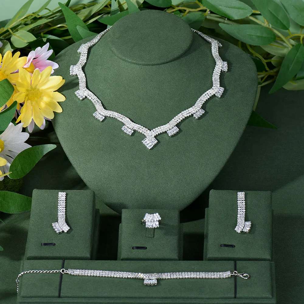 

Luxury MAXI Size 4PCc African Bridal Jewelry Sets For Women Cubic Zirconia Crystal CZ Dubai Indian Dubai jewelry Set Gifts N-39