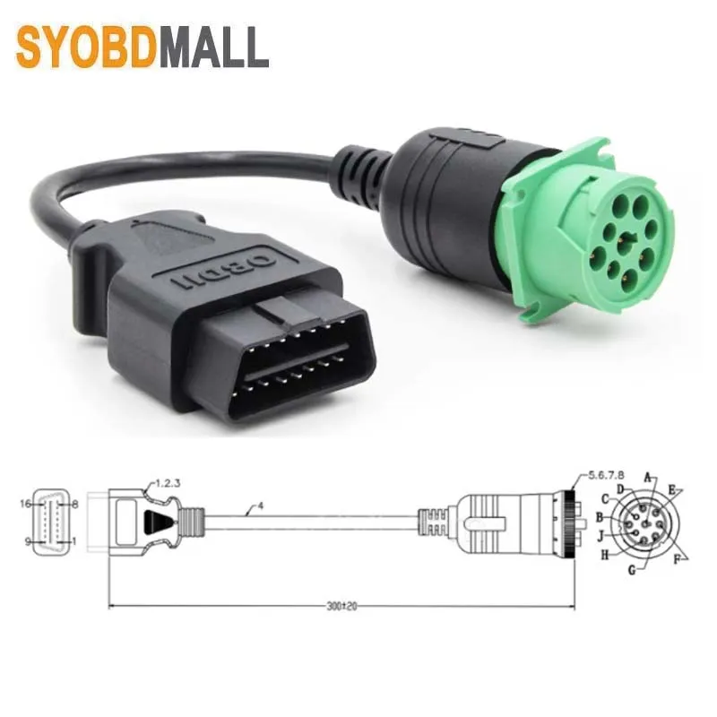 Диагностический кабель OBD2 для грузовиков J1939 OBD 9-контактный разъем на