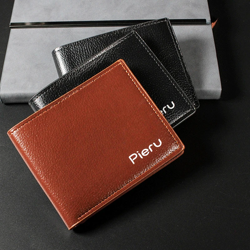 

Men Retro Wallet Short Money Purse Solid Color Coin Purse Large-capacity Ticket Clip Lychee Pattern Card Holder Unisex Money Bag