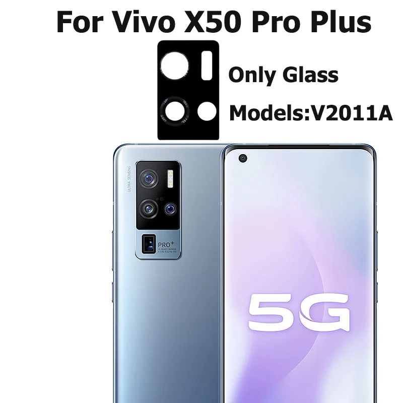 

Оригинальная задняя крышка для камеры Vivo X50 Pro Plus, 2 шт., стеклянный объектив для задней камеры с наклейкой, замена клея