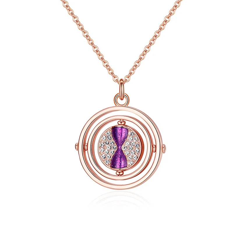 

Fashion Hourglass Necklaces Rotatable Women's Time Machine Converter Pendant Sweater Chain Birthday Party Jewelry Gifts