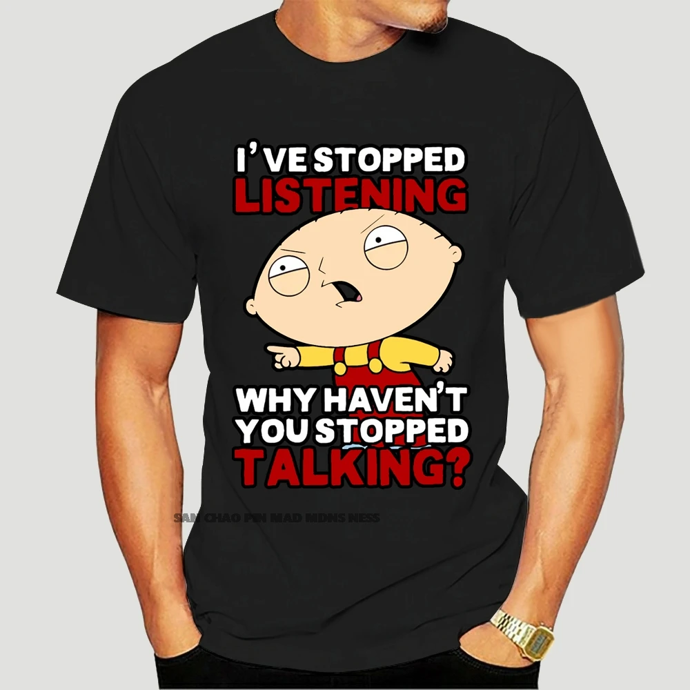 

Футболка Leqemao с мультяшным принтом Stewie перестал слушать, Мужская футболка с принтом, свободные хлопковые мужские крутые футболки, футболки ...