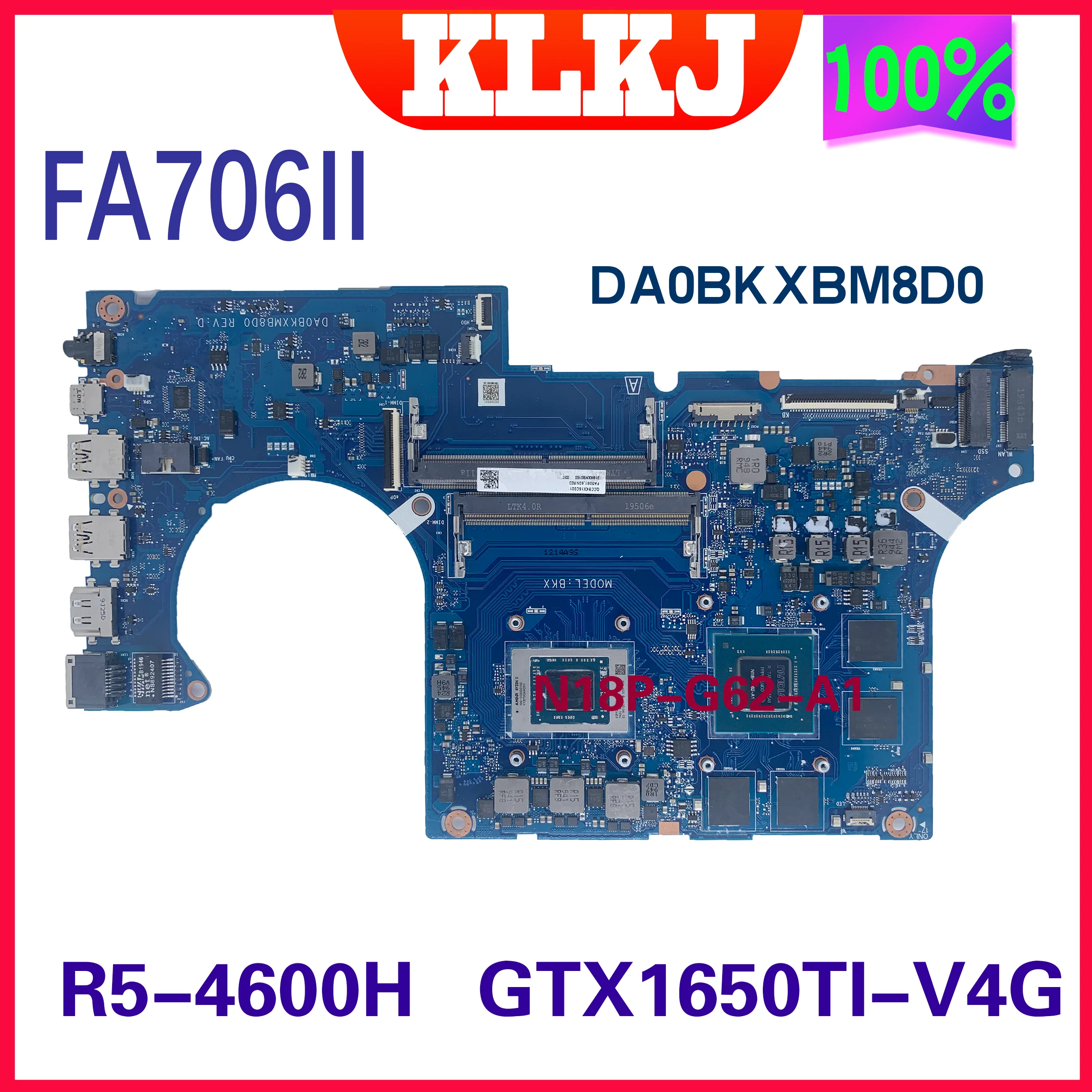 

Материнская плата Dinzi FA506IH для ноутбука ASUS FA506I FA506II FA506 DA0BKXMB8D0, материнская плата GTX1650 R5-4600H, Встроенная 100% тестовая работа