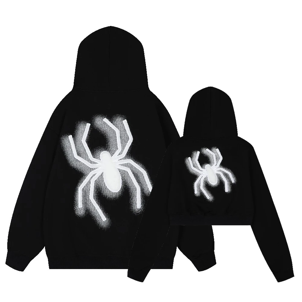 

Winter Fashion Gothic Venom Spider Graphic Zip Up Coats for Women Men Matching Lover's Oversized Hoodies Goth Aesthetic Clothing