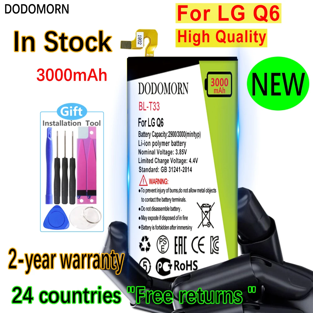 

DODOMORN BL-T33 Battery For LG Q6 M700A M700AN M700DSK M700N Mobile Phone High Quality +Tracking Number
