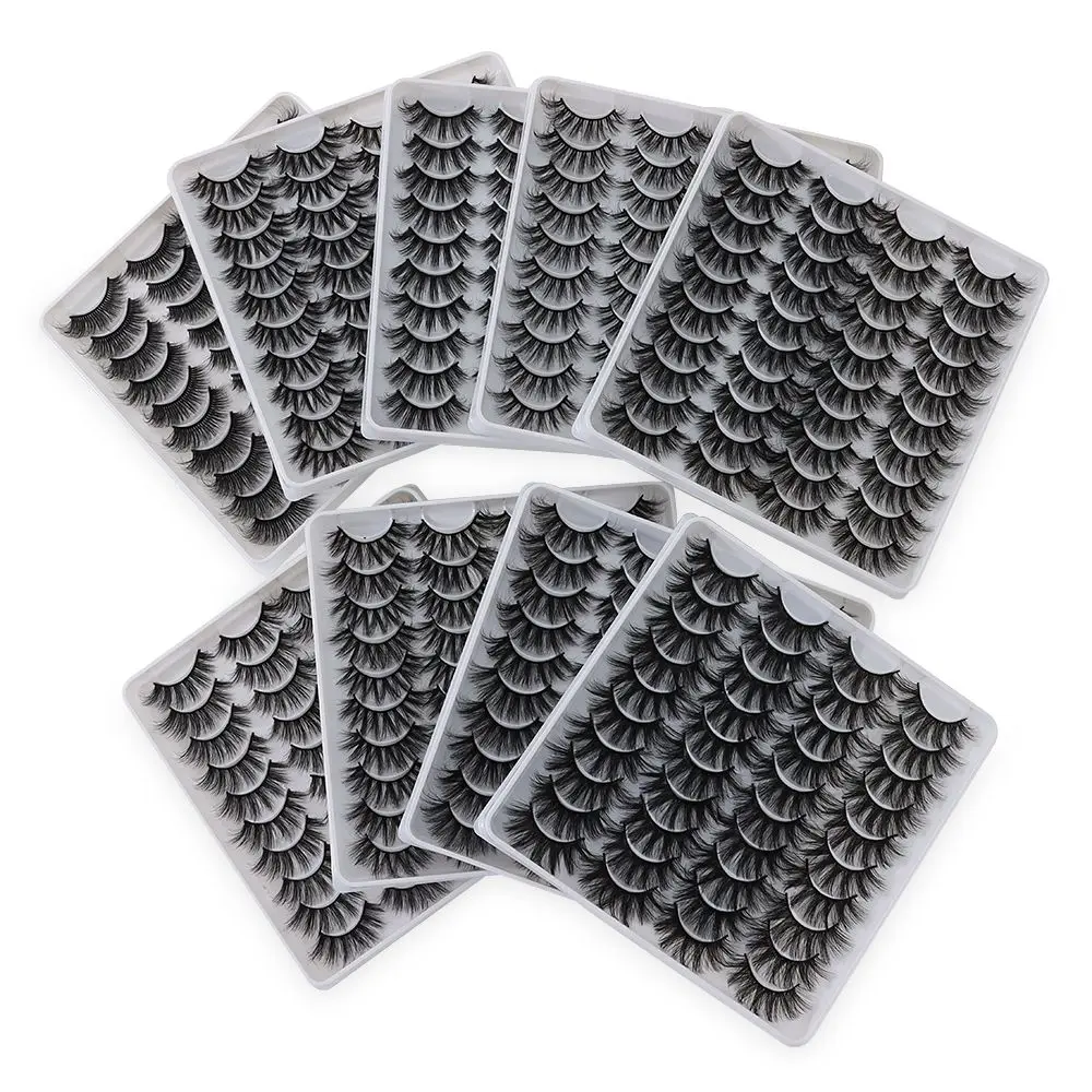 

20 Pairs Women Beauty Extension Eyelashes Beauty Makeup Tool Natural Long Fluffy Volume False Eyelashes 3D Faux Mink