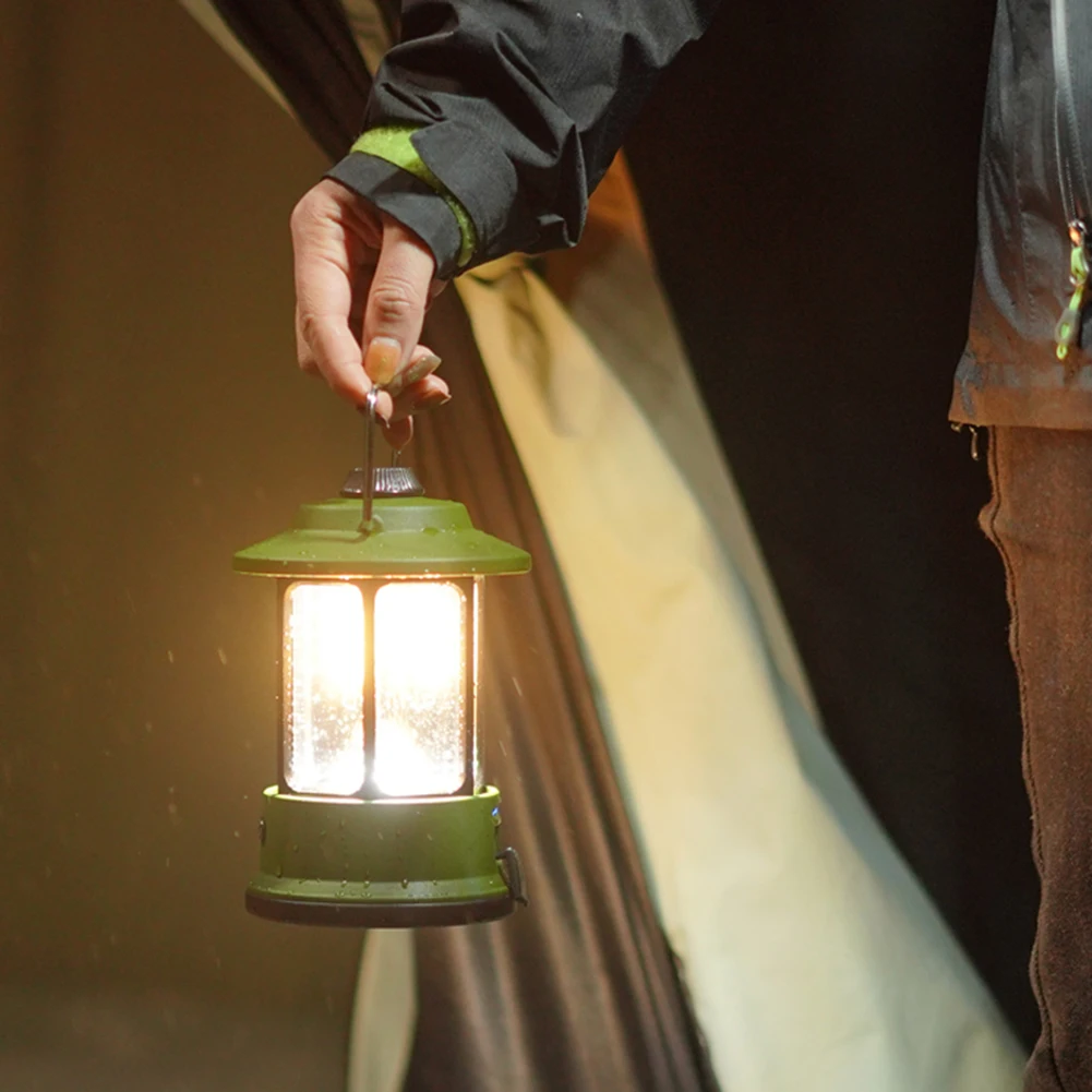 

Retro Outdoor Camping Lamp USB Rechargeable Portable Lantern Tent Light Vintage Photo Props IPX4 Waterproof Emergency Lighting