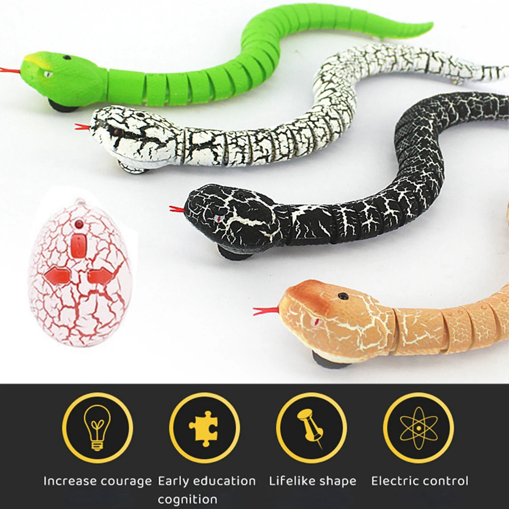 

Realistic Remote Control RC Snake Toy with Egg-Shaped Infrared Controller Indoor Cat Toy Fake Snake Prank Toys for Kids Play