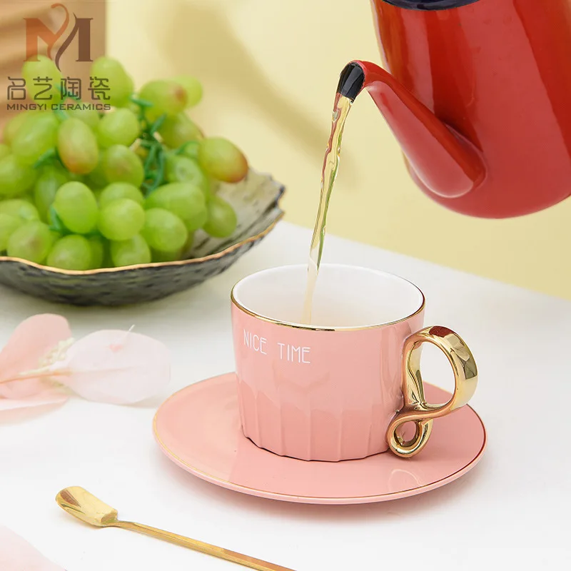 

Кофейная чашка, керамическая кружка в скандинавском стиле синего цвета, набор блюдец, чашка для завтрака, послеобеденного чая, необычная по...