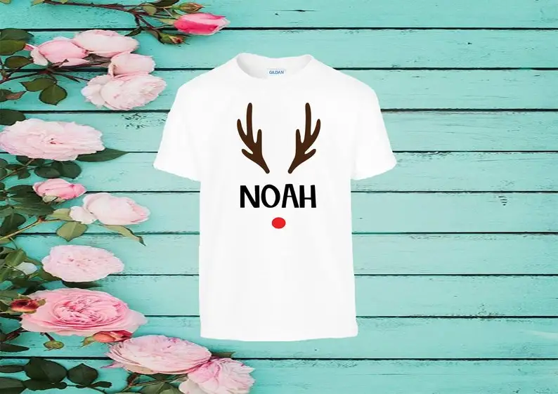 

Personalised Reindeer Tee Fashion Casual Cotton Round Neck Female Shirt Short Sleeve Top Tees O Neck100% Cotton Drop Shipping