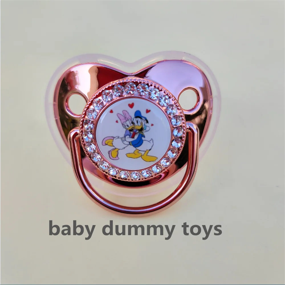 

Disney Funny Silicone Nipple Teethers Rose Gold Bling Pacifier Beautiful Cartoon Image Chupeteors Baby Supplies Soothing Dummy
