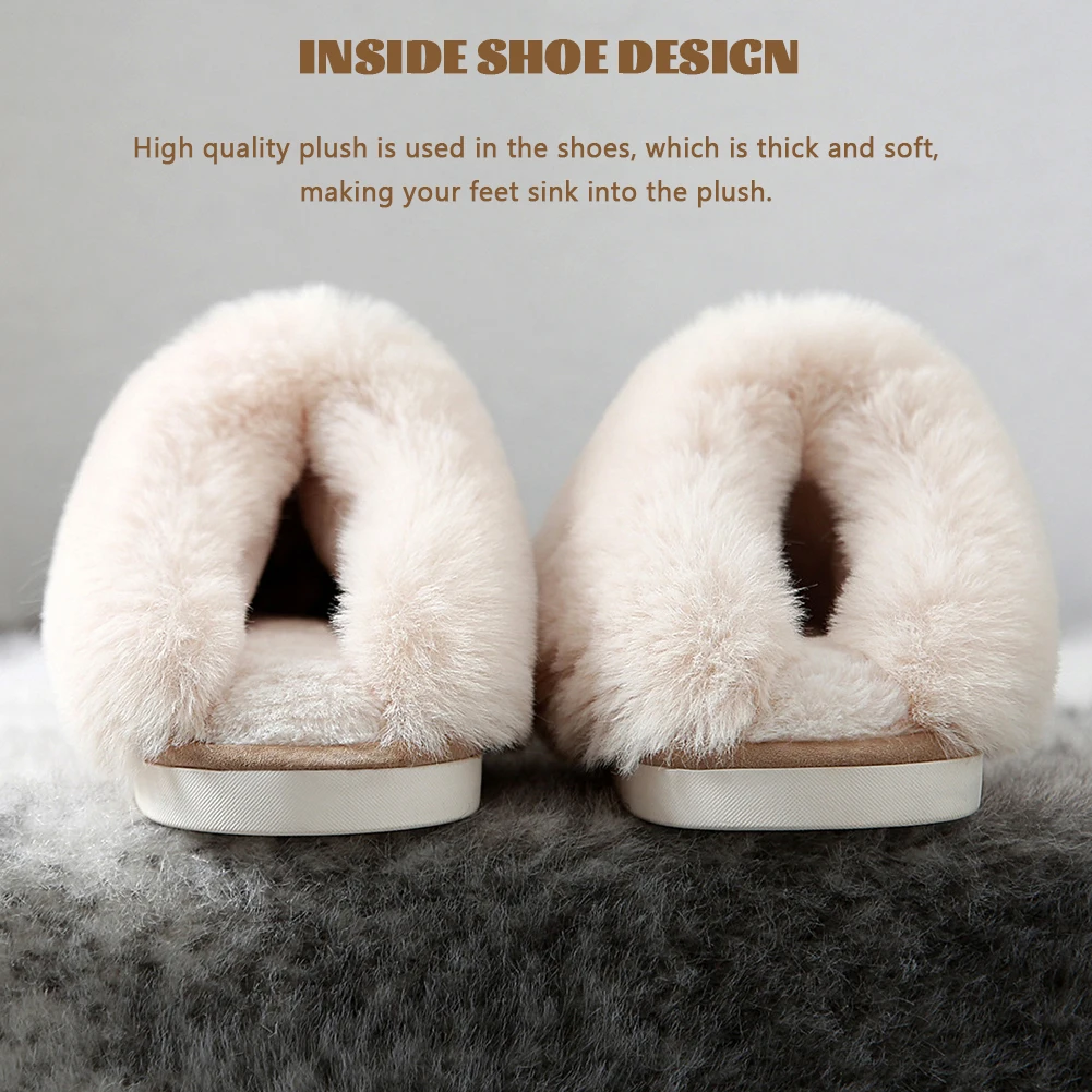 

Women's Cotton Slippers Thicken Plush Slippers Autumn Winter Warming Slippers Non-Slip Home Sandals Super Soft Shoes Silence