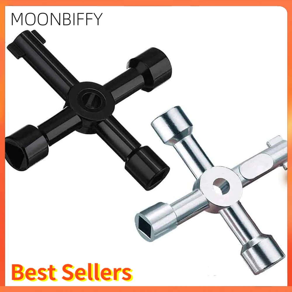 

Multifunctional 4-way Universal Triangle Wrench Elevator Water Meter Valve Square Hole Key Gas Meter Cabinet Exhaust Radiator