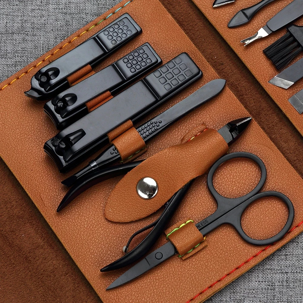 

16 Pcs Stainless Manicure Set Nail Care Tools Make Up Tools Tweezers Cutter Earpick Cuticle Scissors Pedicure Kit Nail Clippers