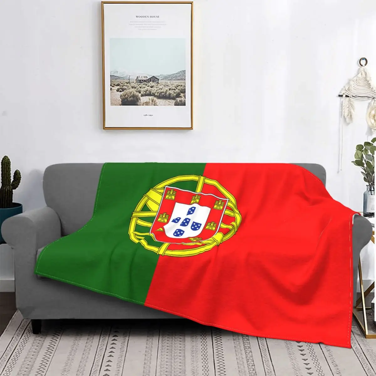 

Portugal Flag Pattern Blanket Flannel Print Breathable Warm Blanket for Bed Outdoor Bedding