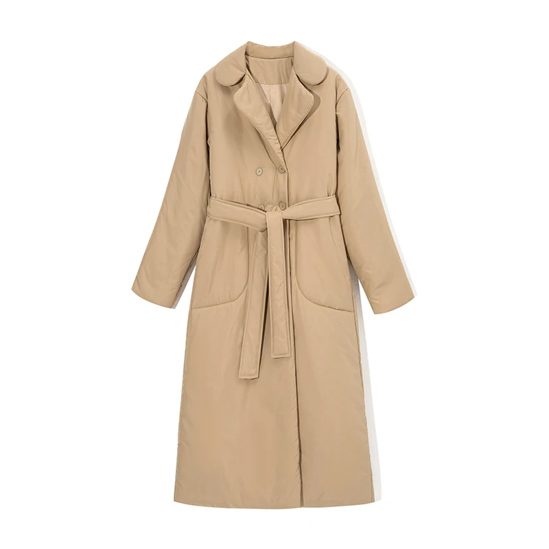 ZELI 2022 Winter Thicked Cotton Padded Parkas Women Belted Windproof Long Jackets Female Bubble Coats Casual Warm Outerwear