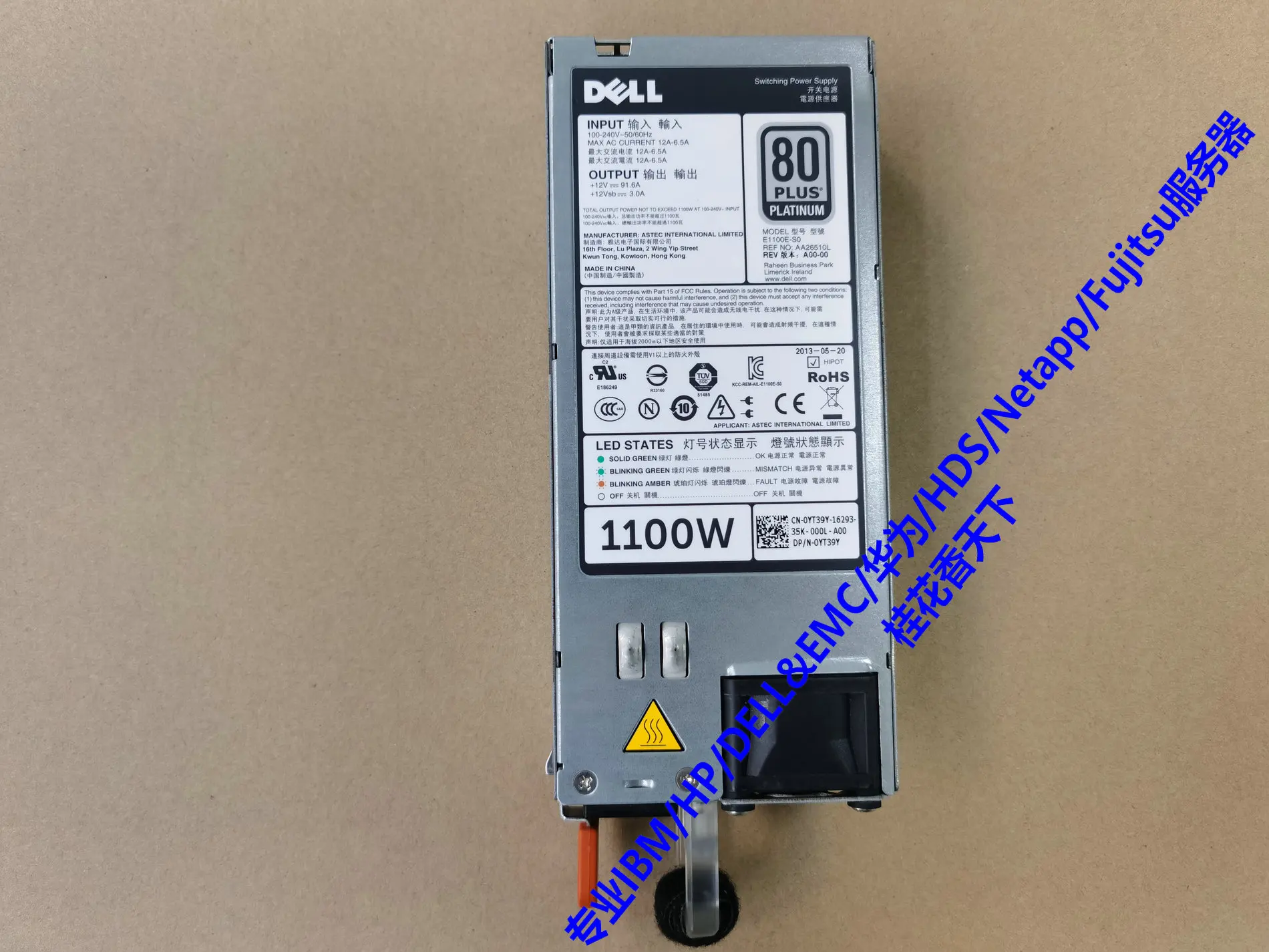 

DELL R920 Power Supply 1100W 0YT39Y CC6WF GYH9V NTCWP 38GYJ GDPF3