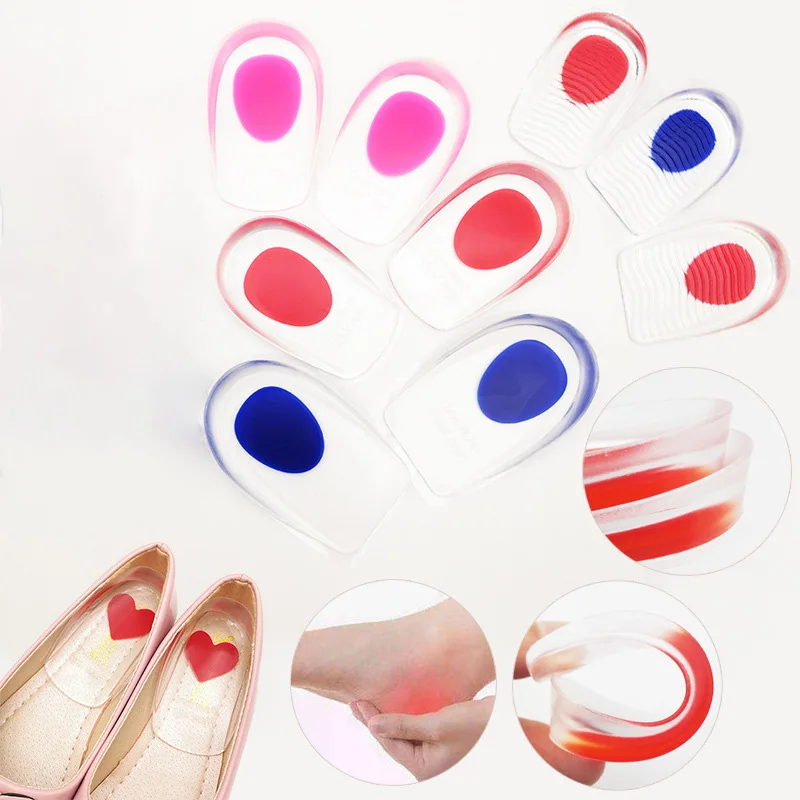 

Soft Silicone Gel Insoles for Heel Spurs Pain Relief Foot Cushion Foot Massager Care Heel Cups Shoe Pads Height Increase Insoles