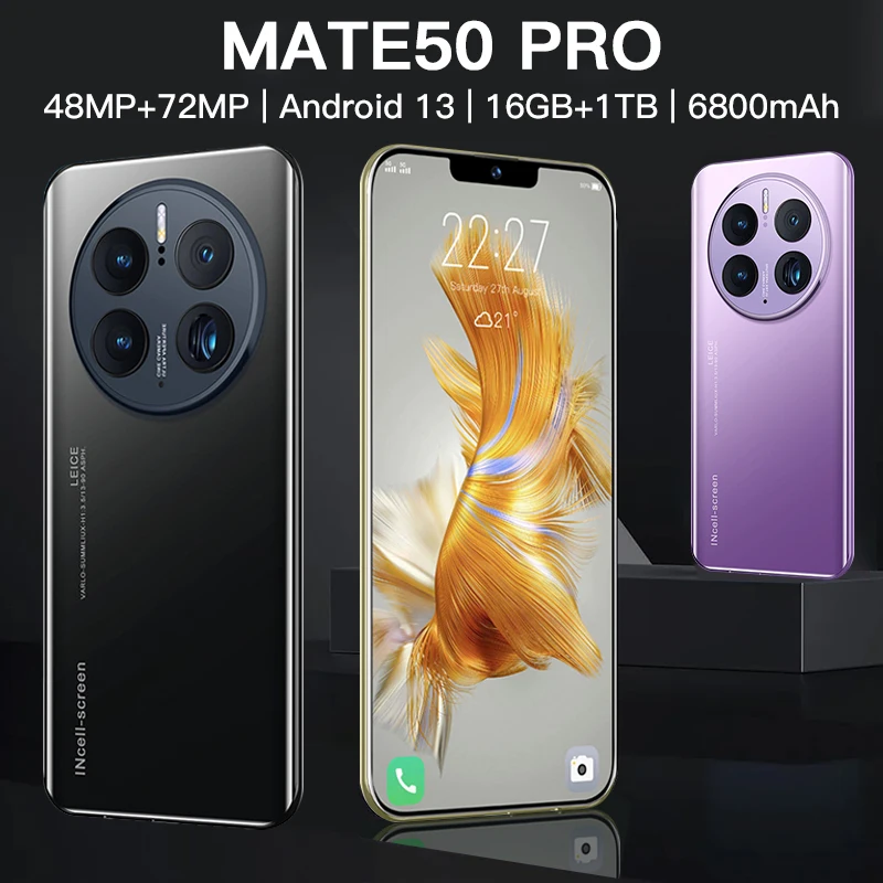 

Новинка смартфон Mate50 pro 7,3 дюймов HD Android Мобильные телефоны 48 Мп + 72 МП глобальная версия Celulares 6800 мАч разблокированные мобильные телефоны