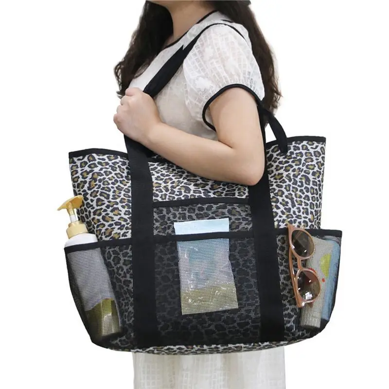 

Вместительная женская сетчатая пляжная сумка, большие пляжные сумки на ремне для путешествий, отдыха на лето, плавания