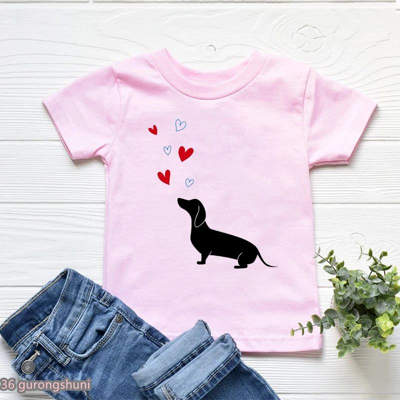 T-Shirt For Girls/Boys Cute Love Puppy Cartoon Print Children'S Clothing Shortsleeved Top Summer Kids Tshirt Fashion Boy Clothes |