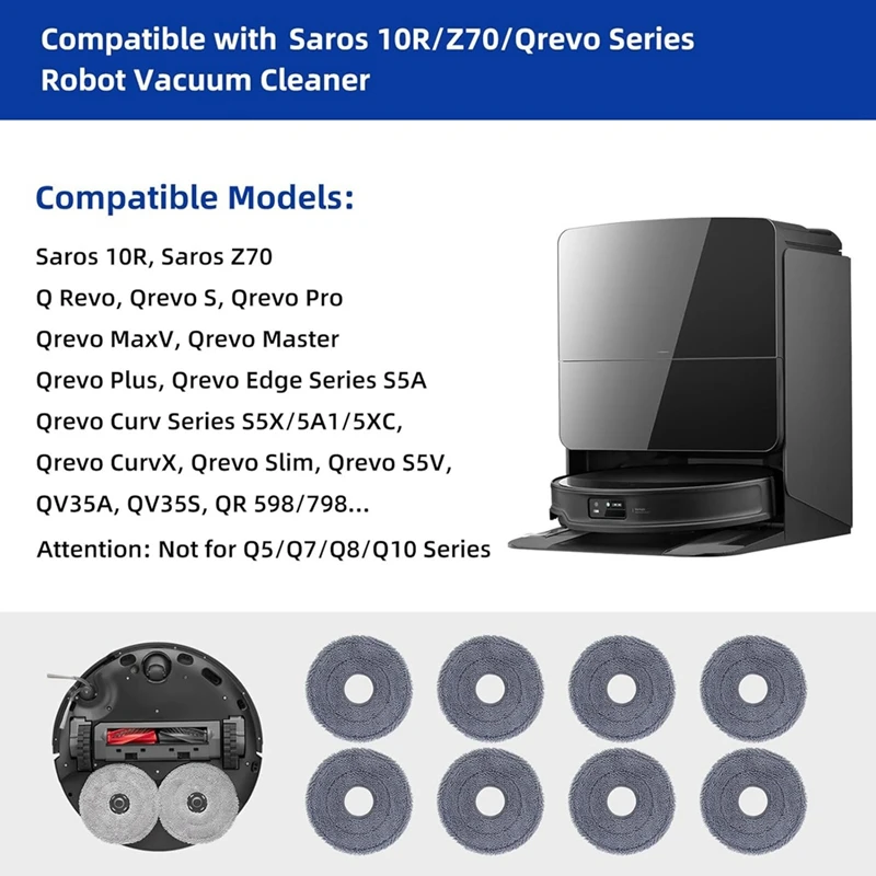 Фото Микрофибровые насадки для швабры для Saros 10R Z70 Q Qrevo S Pro Master Plus Curv Parts №3