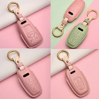 leather car key case cover for audi tt a4 a6 a7 a8 s5 q5 q3 q7 q8 c8 tt key ring protection shell accessories covers