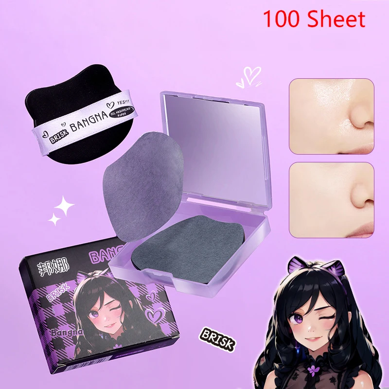 100 листов портативная Абсорбирующая масло для лица бумага с зеркалом Женская