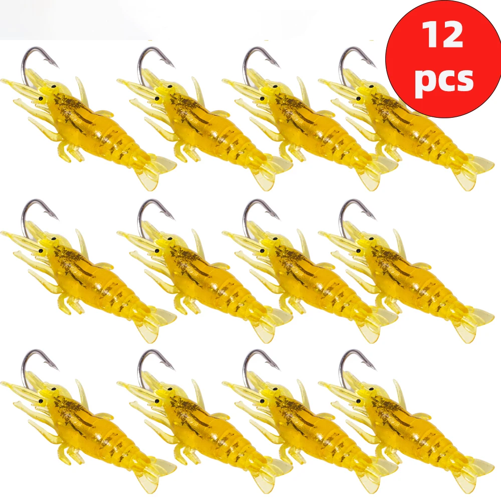 12 шт. светящаяся в темноте Мягкая приманка с крючками