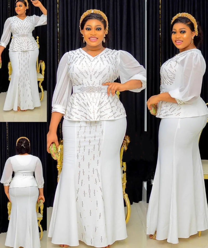 

African Dresses for Women Two Pieces Set Tops And Skirts Suits Dashiki Ankara Outfits Plus Size Turkey Wedding Party Dress 2022