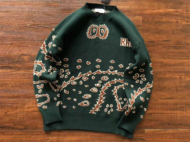 

y2k Cashew Logo Jacquard Rhude Knitted Sweatshirts Men Women Vintage Casual Loose RHUDE Sweater With Tags hoodies