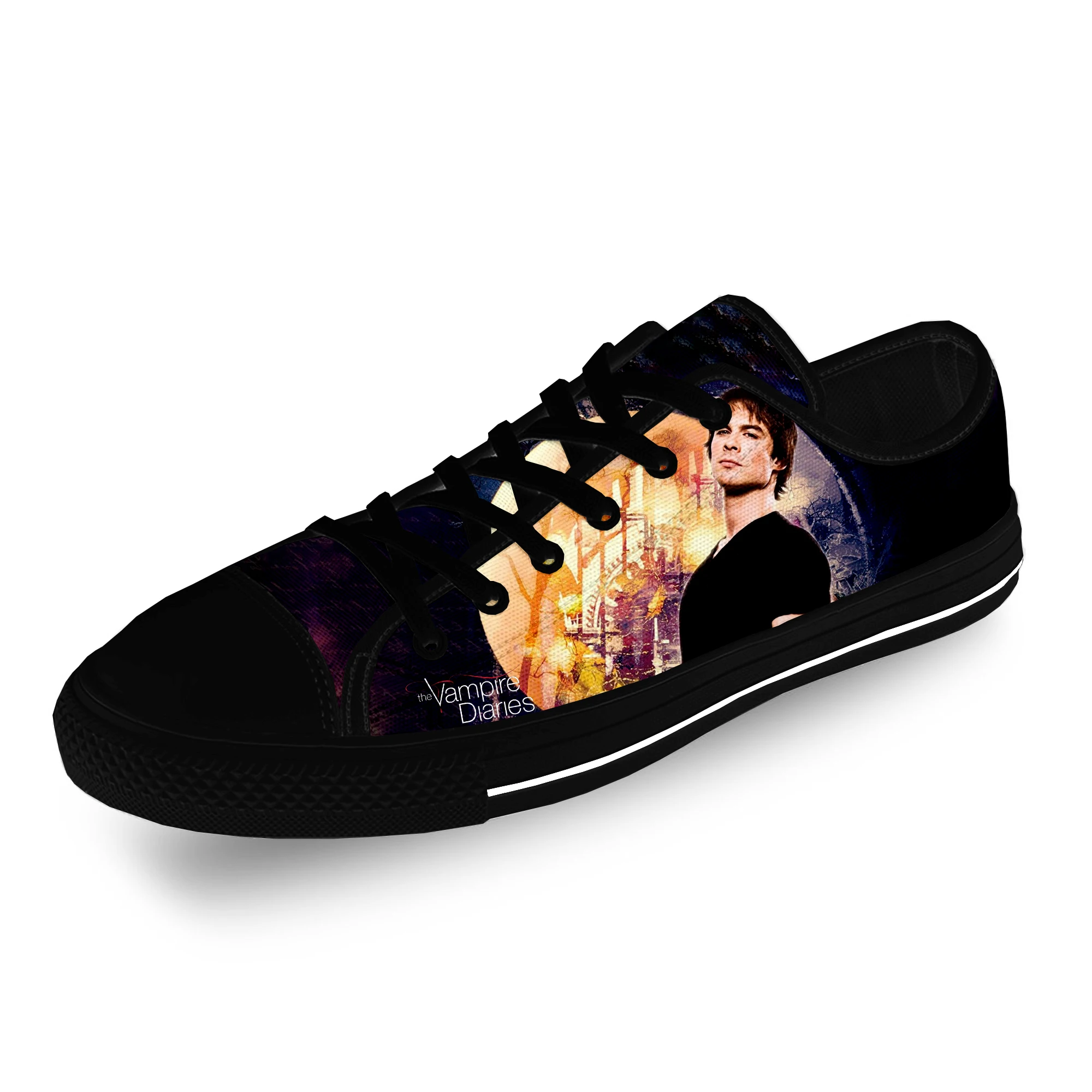 

The Vampire Diaries Damon Salvatore Casual Cloth 3D Print Low Top Canvas Shoes Men Women Lightweight Breathable Sneakers