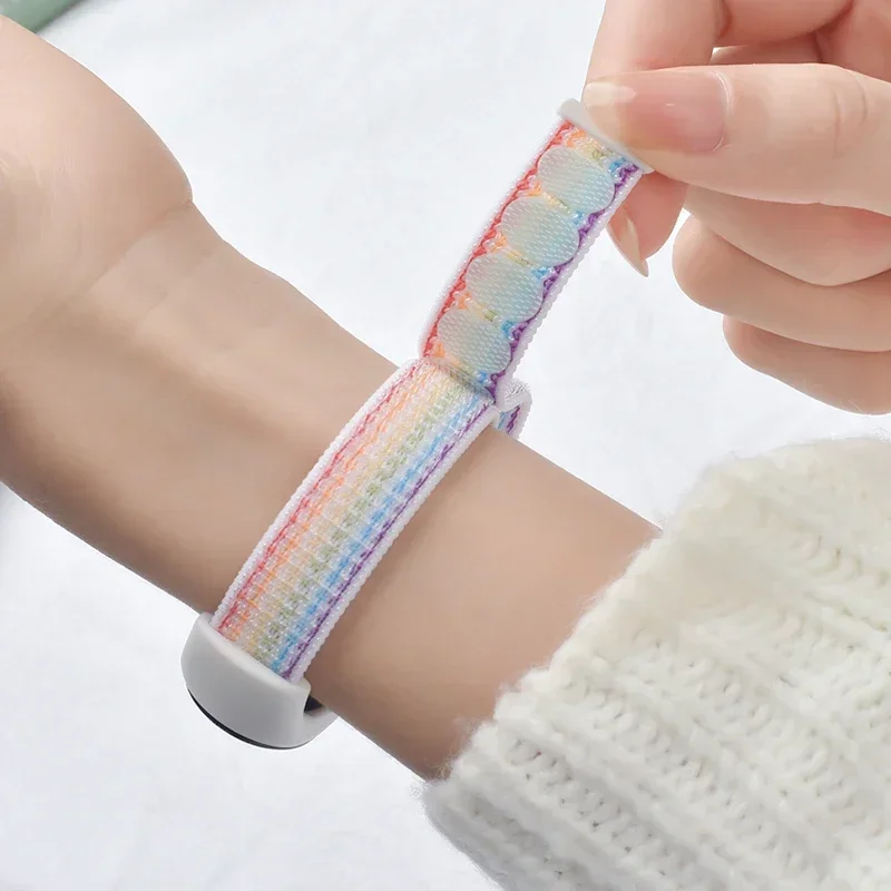 Фото Нейлоновая петля для умных часов Xiaomi mi Band 10, спортивные умные часы miband10, дышащие часы, сменный браслет Correas mi Band 9-8-NFC №4