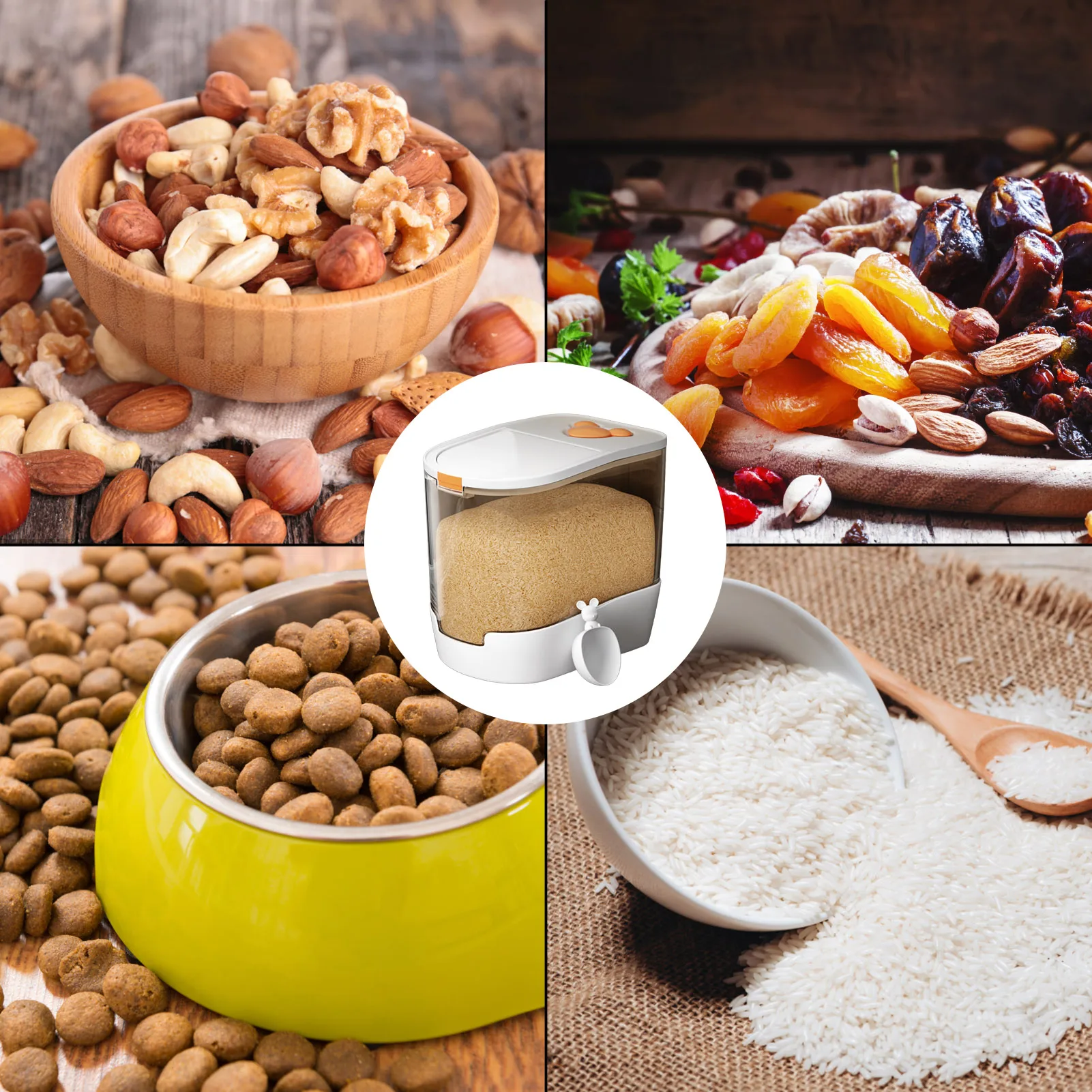 

Большая емкость для риса, емкость для риса, герметичная емкость для риса, прозрачный контейнер для зерна с измерительной чашкой, коробка с з...