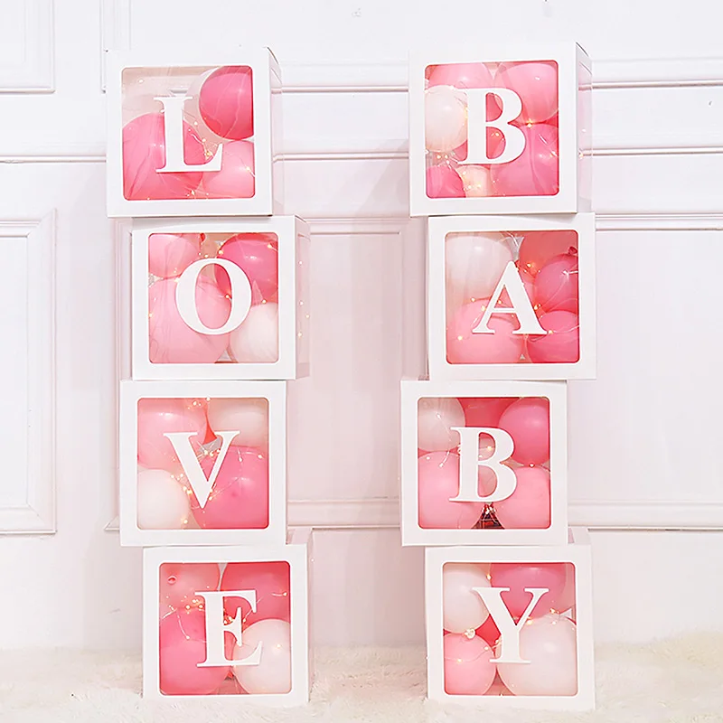 

4pcs Transparent Letter Balloon Box Baby Shower Decorations Happy Birthday Wedding Decor Birthday Party Supplies Balloon Boxy